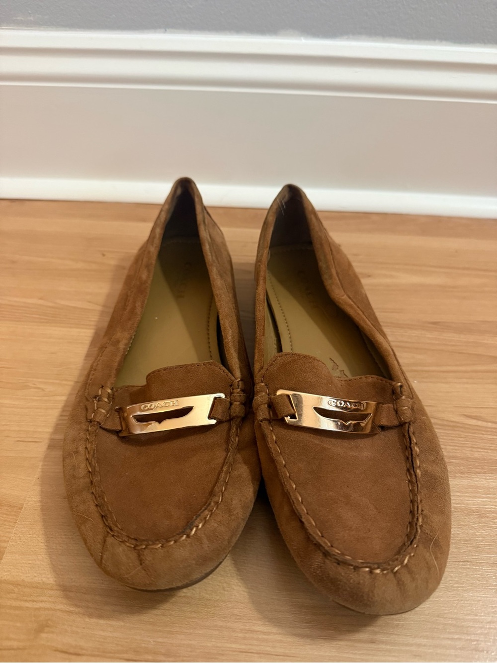 Coach Women’s Tan Suede Bit Loafers